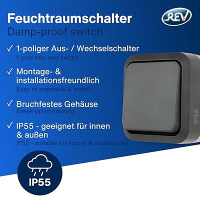 REV 0004300400 Wisselschakelaar Compleet AquaStorm Lichtgrijs, Zwart 1 stuk(s)