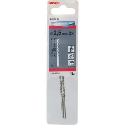 Bosch 2608585909 HSS DIN338 spiraalboor [2st] geslepen 2.5 x 57/30 mm