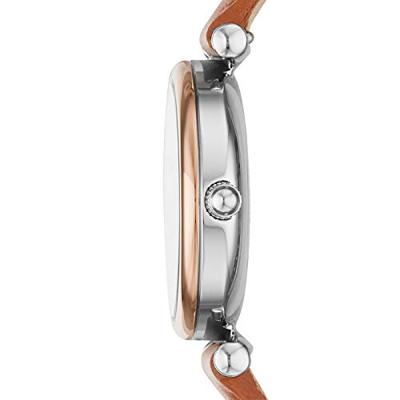 Fossil ES4701 Horloge Carlie Mini staal-leder rosekleurig-blauw-bruin 28 mm