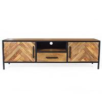 LivingFurn TV-meubel 'Brooklyn' Mangohout en staal, 150cm - thumbnail