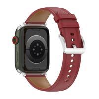 By Qubix - Luxe leren bandje - Bordeaux - Compatible met Apple Watch 44mm / 45mm / 46mm / 49mm - Compatible Apple watch bandjes - thumbnail