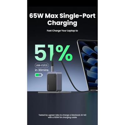 UGREEN Nexode S Laadadapter 65 W USB-C bus, USB-C bus, USB-A-bus Fast Charge Grijs Binnen GaN