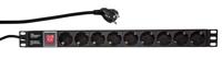 LogiLink PDU9C02 19 inch Stekkerdoos voor patchkast 1 HE Geaarde contactdoos Met schakelaar Zwart - thumbnail