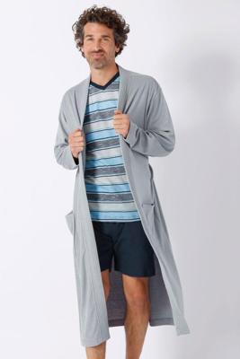 Blauwgrijze heren badstof badjas Hajo