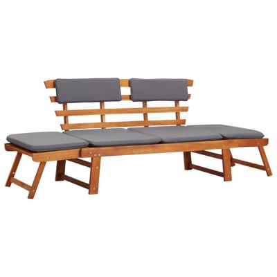 Ligbed met kussen 2-in-1 190 cm massief acaciahout
