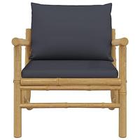 Tuinstoelen 2 st met donkergrijze kussens bamboe - thumbnail