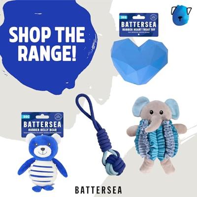 Battersea voerbal hart rubber blauw - thumbnail