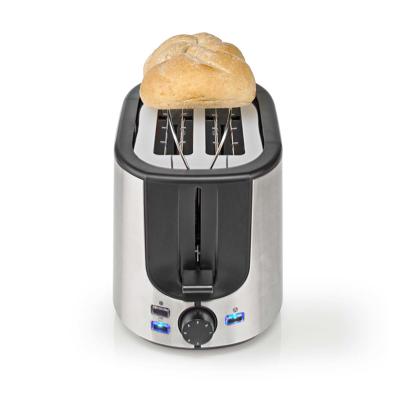 Broodrooster | Roestvrij Stalen Serie | 2 Sleuven | Bruining niveaus: 7 | Ontdooifunctie | Broodjesrek | Aluminium