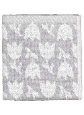 HEMA Keukendoek - 50 x 50 - katoen - wit/grijs bloemen (lichtgrijs)