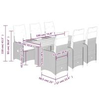 7-delige Bistroset met kussens poly rattan zwart - thumbnail