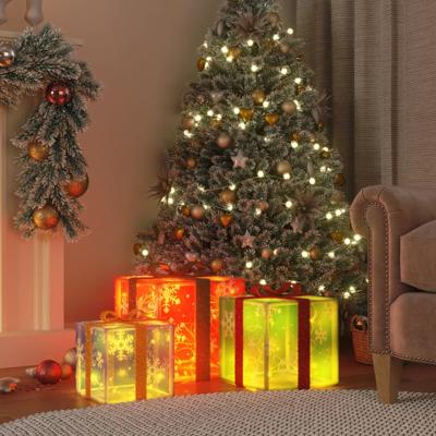 Kerstfiguur cadeaudoos 3 st verlicht 64 warmwitte LED's Kerstfiguur cadeaudoos 3 st verlicht 64 warmwitte LED's