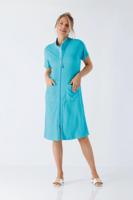 Blauwe badstof Hajo dames badjas korte mouwen - thumbnail