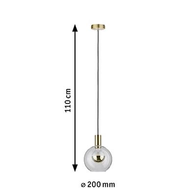 Paulmann Esben 79725 Hanglamp LED E27 20 W Transparant, Messing (geborsteld) Paulmann Esben 79725 Hanglamp LED E27 20 W Transparant, Messing (geborsteld)