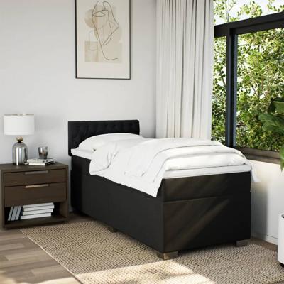 Boxspring met matras stof zwart 200x200 cm