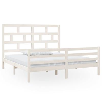 Bedframe massief hout wit 180x200 cm