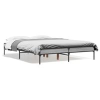 Bedframe bewerkt hout metaal grijs sonoma eiken 140x190 cm - thumbnail