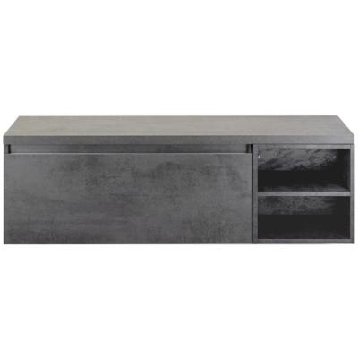 Frozen Badmeubelset 140 cm - Greeplijst in Kleur - Wastafel Regaalkast met Bovenblad Beton Antrac