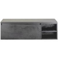 Frozen Badmeubelset 140 cm - Greeplijst in Kleur - Wastafel Regaalkast met Bovenblad Beton Antrac - thumbnail