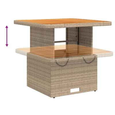 5-delige Loungeset met kussens poly rattan beige - thumbnail