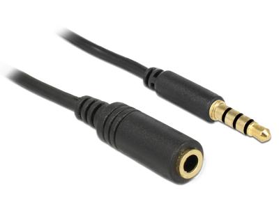 Delock 84666 Stereo Jack Verlengkabel 3,5 mm 4-pins male naar female 1 m zwart - thumbnail