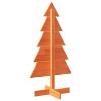 Kerstdecoratie kerstboom 100 cm massief grenenhout wasbruin - thumbnail