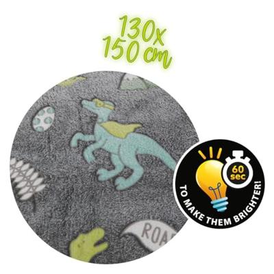 Glow in the dark deken "Dino"130x150 cm