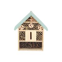 Esschert Design houten insectenhotel 10x24x29 cm naturel/mintgroen - thumbnail