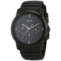 BOSS HUGO BOSS rond chronograafhorloge met rubberen band, 42 mm zwart, n maat - thumbnail