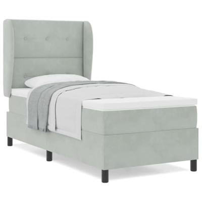 Boxspring bed met matras Lichtgrijs 80 x 200 cm Fluweel