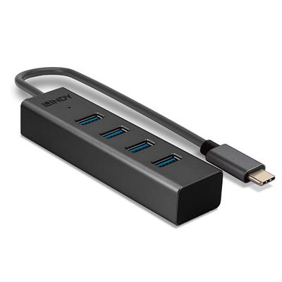 LINDY 43325 43325 USB-hub 4 poorten USB-A USB 3.2 Gen1 5 GBit/s Met USB-C stekker Grijs LINDY 43325 43325 USB-hub 4 poorten USB-A USB 3.2 Gen1 5 GBit/s Met USB-C stekker Grijs