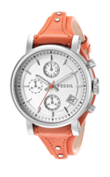 Horlogeband Fossil ES3768 Onderliggend Leder Oranje 18mm - thumbnail