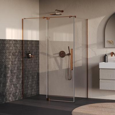 Brauer Stellar - Douchecabine met Draaideur - Helder Glas - 140x90x200 cm - Omkeerbaar - incl. Glascoating - PVD Koper Geborsteld