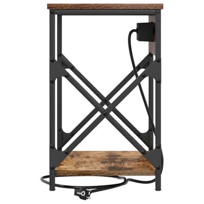 Nachtkastje 2 pcs Gerookt eiken 41 x 31 x 51 cm Bewerkt hout