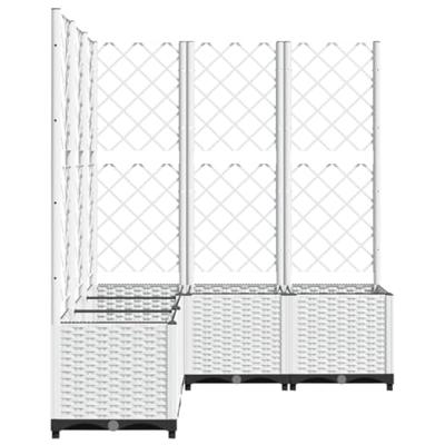 VidaXL Plantenbak met latwerk 120x120x136 cm polypropeen wit