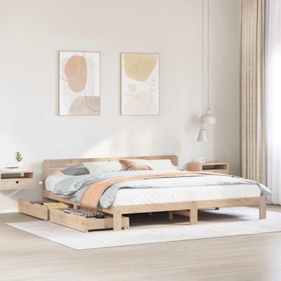 Bedframe zonder matras massief grenenhout 200x200 cm
