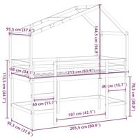 Halfhoogslaper met ladder en bedhuis grenenhout 90x200 cm - thumbnail