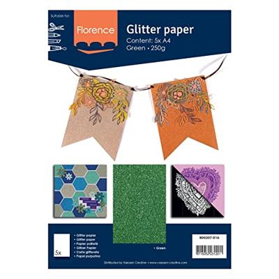 Florence • glitterpapier 250g a4 groen 5x