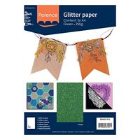 Florence • glitterpapier 250g a4 groen 5x - thumbnail