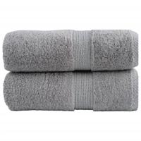 VidaXL Premium washandjes solund 2 stuks grijs 30x30cm 600 g/m² - thumbnail