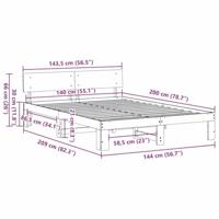 Bedframe met hoofdeinde Bruin 140 x 200 cm Massief grenenhout - thumbnail