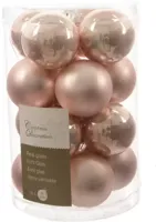 Decoris kerstballen set glas 16st poederroze 3,5cm - thumbnail
