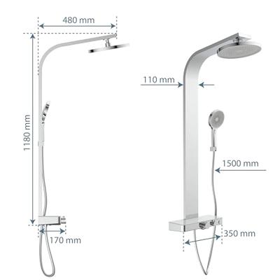 Schutte SAMOA RAIN douchesysteem met thermostatisch planchet | chroom-licht grijs
 - 60570 60570