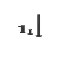 Badrandcombinatie IVY Bond 3-gats Mengkraan Met Uittrekbare Handdouche Zonder Uitloop Mat Zwart PED IVY - thumbnail
