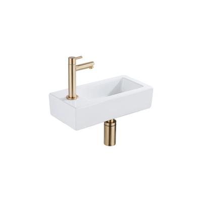 QeramiQ Fuente Fonteinset - 37.5x18.5x9cm - keramiek - kraangat links - fonteinkraan geborsteld messing - afvoerplug - verlaagd sifon - Glans wit SW1122449/SW696208/SW696218/SW696238 QeramiQ Fuente Fonteinset - 37.5x18.5x9cm - keramiek - kraangat links - fonteinkraan geborsteld messing - afvoerplug - verlaagd sifon - Glans wit SW1122449/SW696208/SW696218/SW696238