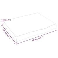 Wastafelblad 60x50x(2-6) cm behandeld massief hout lichtbruin - thumbnail