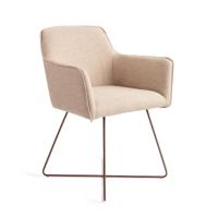 Jesper Home Eetkamerstoel 'Hofu' Cross Rose Gold, kleur Wild Walnut - thumbnail