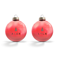 Kerstbal met naam - Rood - 2 stuks - thumbnail
