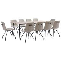 vidaXL 11-delige Eethoek kunstleer grijs - thumbnail