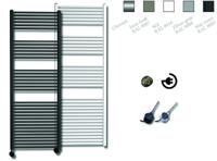 Elektrische Design Radiator Sanicare Plug & Play 172x45 cm Inox Look 920 Watt Met Zwarte Thermostaat Links Sanicare - thumbnail