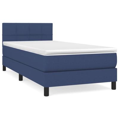 Boxspring met matras stof blauw 100x200 cm - thumbnail